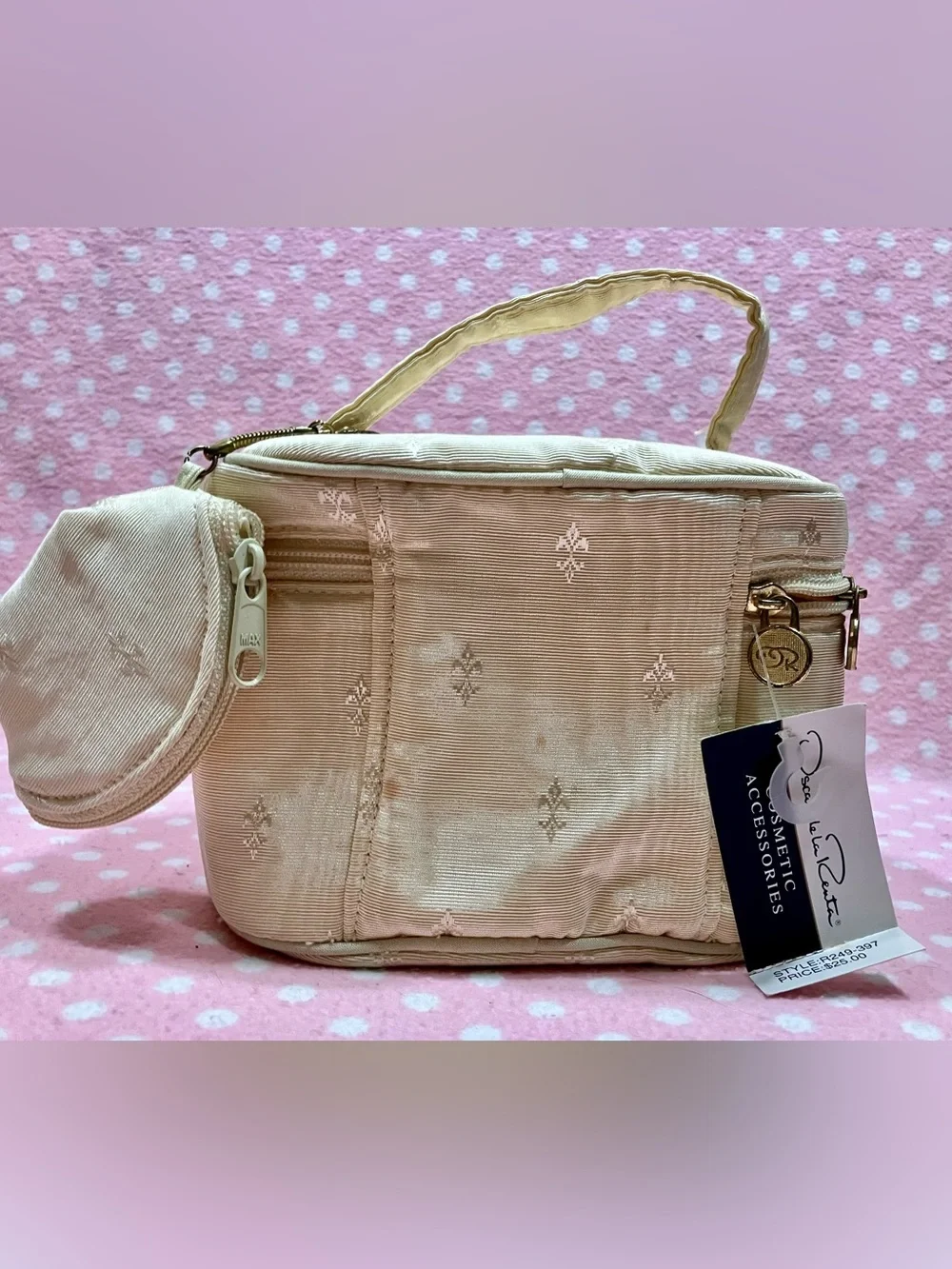 Oscar de la Renta Cream Travel/Cosmetic Bag NWT